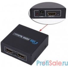 ORIENT HDMI Splitter HSP0102N, 1->2, HDMI 1.4/3D, HDTV1080p/1080i/720p, HDCP1.2, внешний БП-зарядник 1xUSB 5В/1A, метал.корпус (30460)