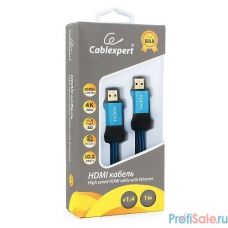 Кабель HDMI Cablexpert, серия Gold, 1 м, v1.4, M/M, синий, позол.разъемы, алюминиевый корпус, нейлоновая оплетка, коробка (CC-G-HDMI01-1M)