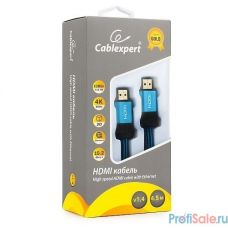 Кабель HDMI Cablexpert, серия Gold, 4,5 м, v1.4, M/M, синий, позол.разъемы, алюминиевый корпус, нейлоновая оплетка, коробка (CC-G-HDMI01-4.5M)