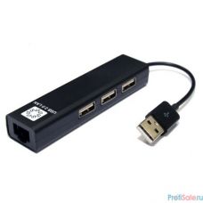 5bites UA2-45-06BK Кабель-адаптер  USB2.0 / 3*USB2.0 / RJ45 100MB / BLACK