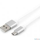 Cablexpert Кабель USB 2.0 CC-S-mUSB01W-1M, AM/microB, серия Silver, длина 1м, белый, блистер