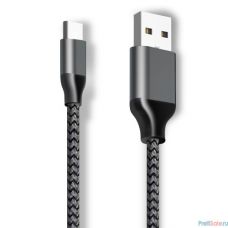 Ginzzu Дата-кабель Type C/USB3.0, 2.4A, нейлон, 1,0 м, черный (GC-809B)