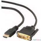 Кабель HDMI-DVI Cablexpert, 0.5м, 19M/19M, single link, черный, позол.разъемы, экран, пакет (CC-HDMI-DVI-0.5M)