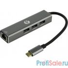 VCOM DH311A Кабель-концентратор USB 3.1 Type-Cm --> RJ-45+3port USB3.0(f)  Aluminum Shell VCOM <DH311A>