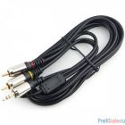 Кабель аудио Cablexpert CCAB-02-35M2RM-3MB. 3.5 джек(M)/2х RCA (M), черный, 3м, блистер