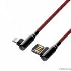 LDNIO LD_B4624 LS421/ USB кабель Lightning/ 1m/ 2.4A/ медь: 86 жил/ Угловой коннектор/ Нейлоновая опл./ Red