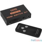 ORIENT HS0301H-PS, HDMI 4K Switch 3->1, HDMI 1.4/3D, UHDTV 4K(3840x2160)/HDTV1080p/1080i/720p, HDCP1.2, встроенный ИК приемник, пульт ДУ, внешний БП 5В/1A, метал.корпус (30893)