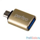 Perfeo adapter USB на micro USB c OTG, 3.0 (PF-VI-O012 Gold) золотой