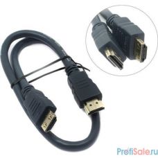 Wize CP-HM-HM-0.5M Кабель HDMI, 0.5 м, v.2.0, K-Lock, soft cable, 19M/19M, позол.разъемы, экран, темно-серый, пакет 
