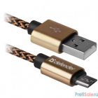 Defender USB кабель USB08-03T PRO USB2.0 Золотой, AM-MicroBM, 1m, 2.1A (87800)