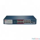 HiWatch DS-S1816P(B) 16x100Mb 1G 1SFP 16PoE 135W Сетевой неуправляемый коммутатор