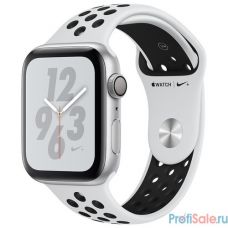 Apple Watch Nike+ Series 4, 40 мм, корпус из алюминия серебристого цвета, спортивный ремешок Nike цвета «чистая платина/чёрный» [MU6H2RU/A]