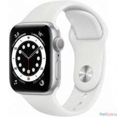 Apple Watch Series 6 GPS, 44mm Silver Aluminium White Sport Band [M00D3RU/A]