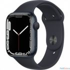 Apple Watch Series 7, 45 мм, корпус из алюминия цвета «тёмная ночь», спортивный ремешок «тёмная ночь» [MKN53RU/A]